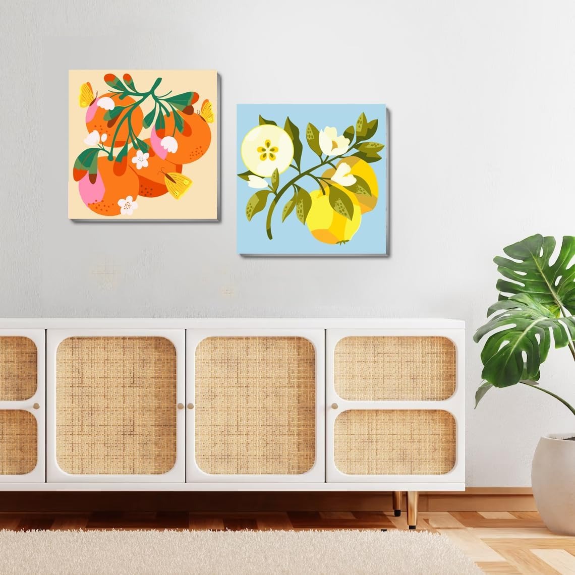 BEAYIOU 4 Pack Framed DIY Paint by Numbers Kit for Adults Beginners,Fruit Oil Painting Easy Paint by Number with Canvas,Acrylic Paint Kit Arts and Crafts for Adults for Decor 8x8inch